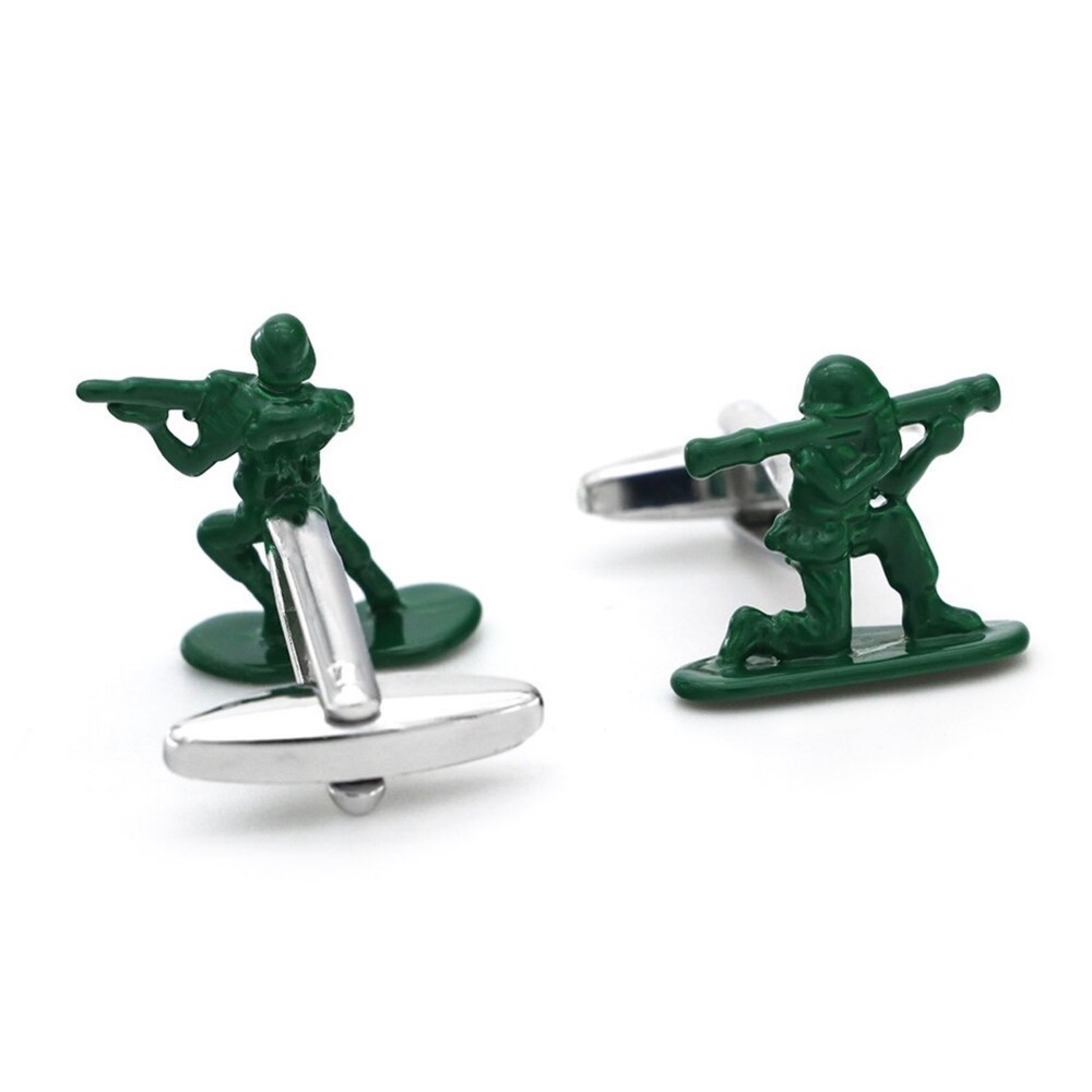 Green Army Men Military Soldier Cufflinks - Picture 5 of 15
